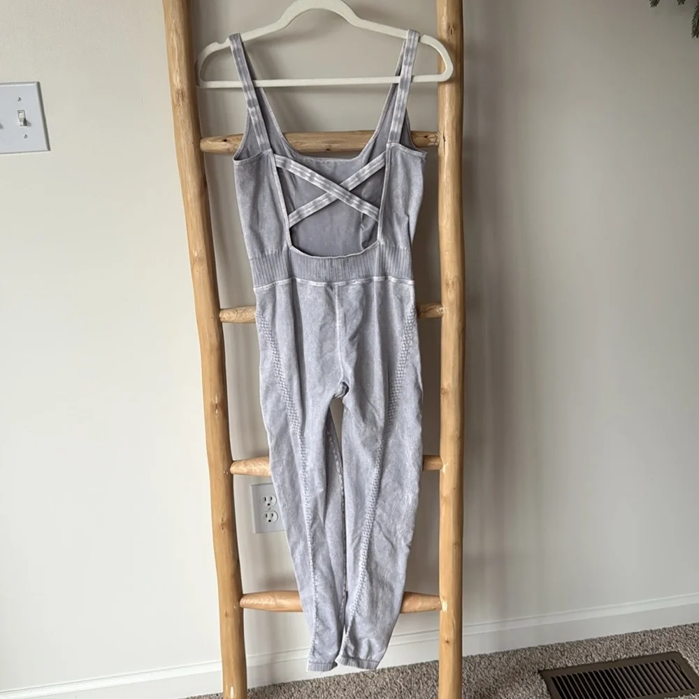 FP Movement by Free People Good Karma Onesie One Piece Jumpsuit in Ice Gray M/L - Picture 8 of 14